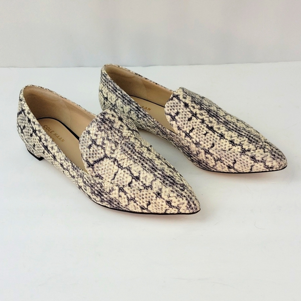 Cole Haan Python Textured Leather Brie Skimmer Fl… - image 1